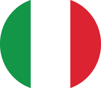 Circular icon representing the national flag of italy in vector format isolated on transparent background