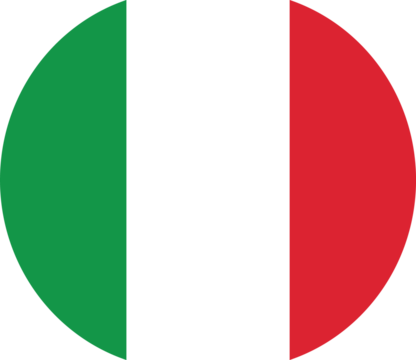 Circular icon representing the national flag of italy in vector format isolated on transparent background