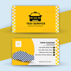 Yellow taxi service business card template design front and back