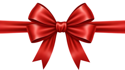 Elegant red satin bow and ribbon on a black background for festive occasions