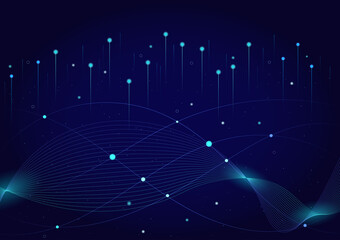 Futuristic Big Data Network Background with Rising Lines and Digital Waves