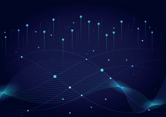 Futuristic Big Data Network Background with Rising Lines and Digital Waves