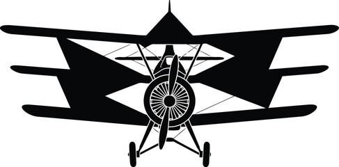 Vintage biplane silhouette - top view © Vector Artist BD 