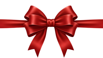 Elegant red satin ribbon bow isolated on a black background for decoration