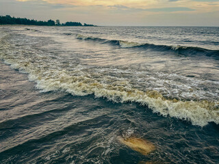 Evening waves on the northern shore of Lake Michigan