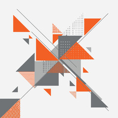 Geometric shapes in orange and gray on white background