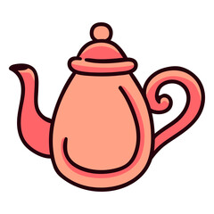 Princess teapot colorful icon stroke