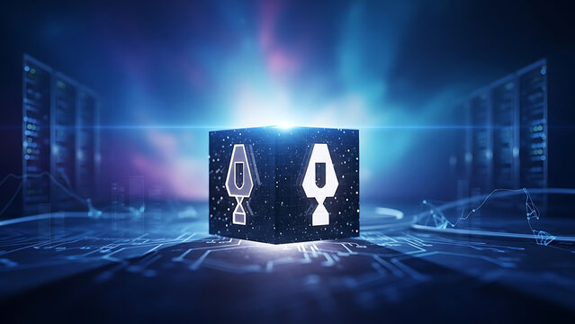 AES Encryption and Secret Code Cybersecurity Concept