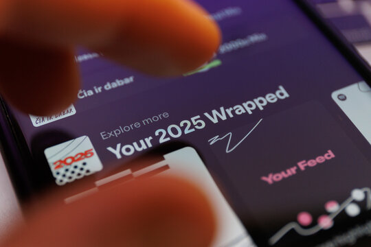 Smartphone screen displaying Your 2025 Wrapped music recap application