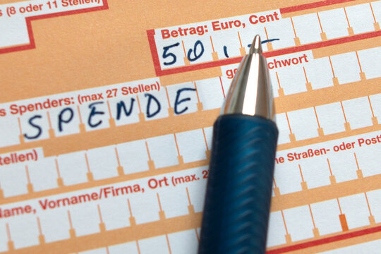 Spende, Bank&uuml;berweisungsformular