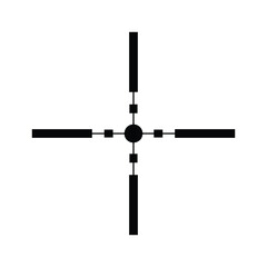 Black crosshair reticle with central circle and squares target aiming