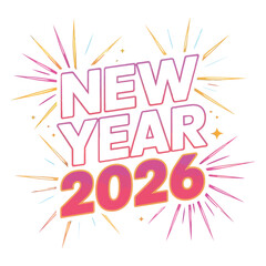 Naklejka premium Happy New Year 2026 illustration design