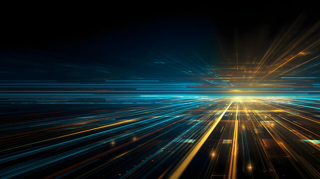 Futuristic light speed data lines forming dynamic digital motion background