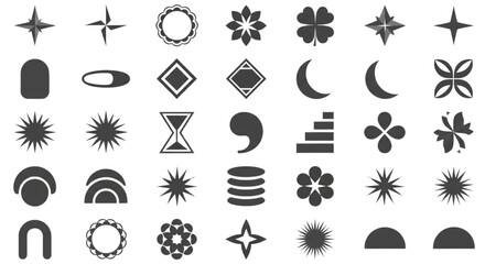 Minimalist Icon Set Abstract Shapes Symbols for Web Design User Interface Elements