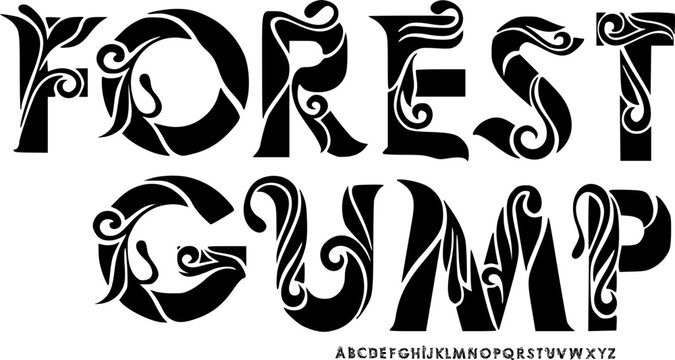 Forest Gump Decorative Display Font &ndash; Elegant Floral Swirl Alphabet Typeface for Nature-Themed Logos, Branding, and Creative Titles