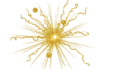 Obraz premium Golden light burst with flowing lines isolated on transparent background