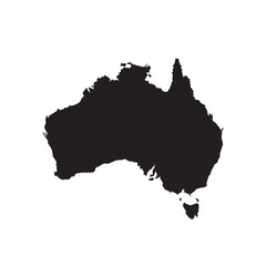 Obraz premium Solid black Australia map silhouette, flat vector, isolated on white