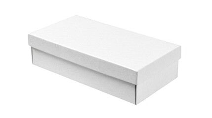 Fototapeta premium White rectangular shoe box with closed lid, isolated on transparent background, perfect for packaging, storage, or gift purposes, with clean and minimalistic design