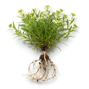 Hedyotis Diffusa Plant with Roots and White Flowers