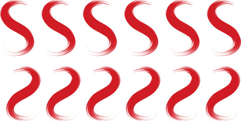 Red Grunge Circle Set, Hand-Painted Round Brush Stroke Icons