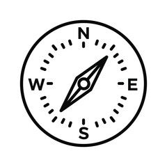 Outline Compass Icon for Navigation and Direction