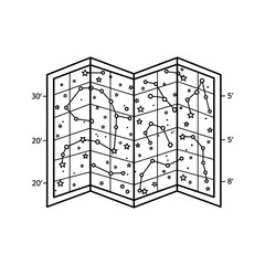 Folded Star Chart Map with Constellations and Grid Lines Icon