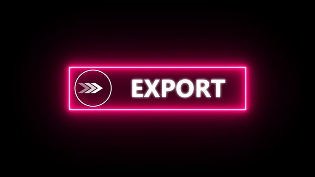 Glowing neon line mouse cursor animation pointing towards export button in looping with transparent background. Up and down arrow moving on business arrow text dollar.