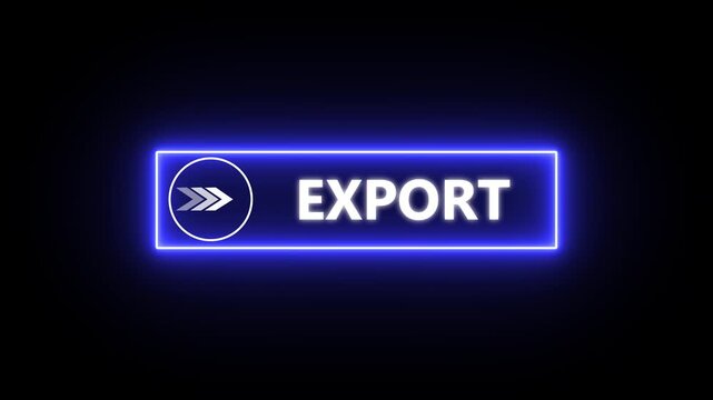 Glowing neon line mouse cursor animation pointing towards export button in looping with transparent background. Up and down arrow moving on business arrow text dollar.