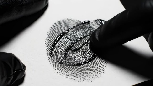 Crime Scene Investigator Collects Evidence From Fingerprint Ink