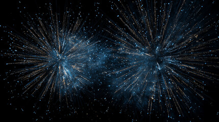 Obraz premium Niebiesko-złote fajerwerki na nocnym niebie – Sylwester