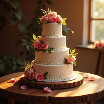 Wedding cake display on rustic wooden table cake wedding wedding cake party celebration food event decoration dessert sweet