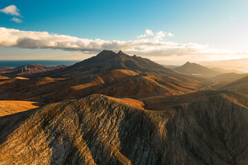 Fototapeta premium The Jandía Natural Park and Montaña Cardón Natural Monument in Fuerteventura, Canary Islands, Spain