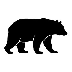 Fototapeta premium Isolated Vector Icon of Walking Wild Animal- Grizzly Bear or Black Bear Silhouette