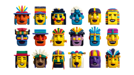 Vibrant and Stylized Digital Illustrations of Diverse Cultural Faces