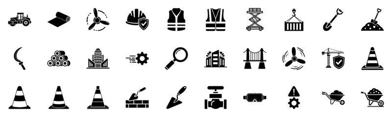 Construction & Home Repair Icon Pack – Tools, Houses, Workers & Hard Hats