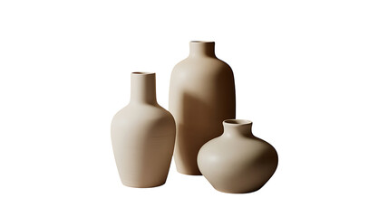 Ceramic Vase Trio: A curated arrangement of three handcrafted ceramic vases, each showcasing unique forms and textures. They stand elegantly, their soft colors adding a touch of serene artistry.