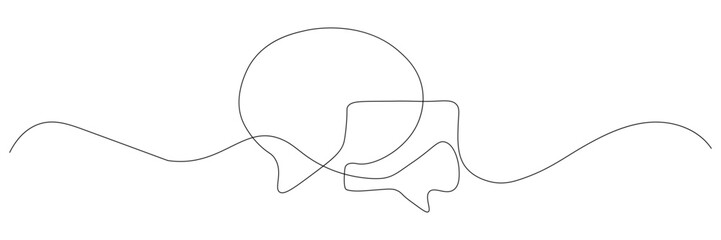 Continuous line drawing of communication bubbles representing connection and dialogue a simple minimalist design promoting discussion and understanding for vector graphics