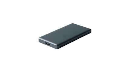 Modern Tech Essentials: A sleek, gray external hard drive is presented, highlighting its minimalist design, essential technology