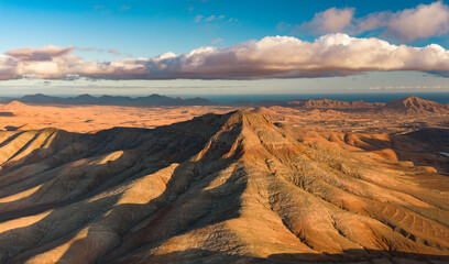 Fototapeta premium The Jandía Natural Park and Montaña Cardón Natural Monument in Fuerteventura, Canary Islands, Spain