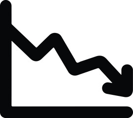 Black downward trending graph arrow icon chart decline