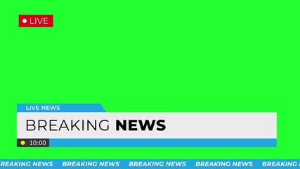 Breaking News overlay Animation with Green Screen. 4k animation video