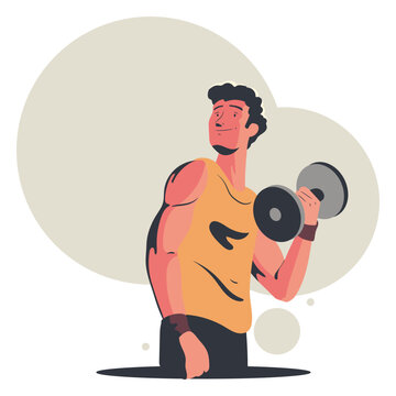 Happy man working out character