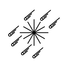 Abstract meteor shower icon with stars radiating from center