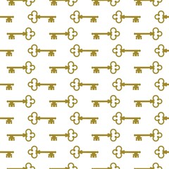 Old house key seamless pattern isolated on white background