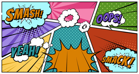 Comic Style Action Bubbles Clipart: Superhero Pop Art © fika