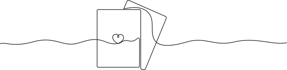Fototapeta premium Minimalist One Line Art of a Stack of Playing Cards with Spade,Card Games Line Art vector illustration,Continuous Line Art Cards with Heart