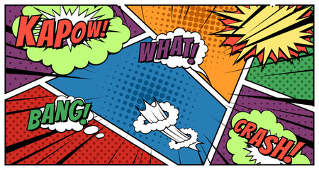 comic background aesthetic bang, crash what text © fika