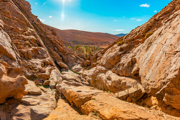Fototapeta premium Barranco de las Peñitas, Betancuria Rural Park in Fuerteventura, Canary Islands