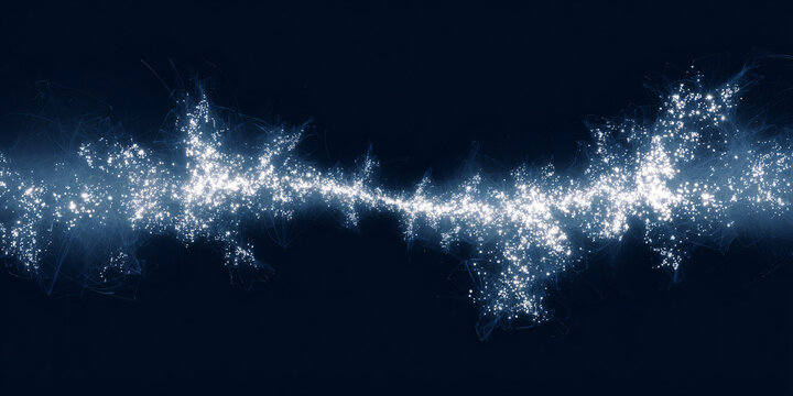 Thin neon light strokes resembling abstract fireworks, on deep navy background, elegant minimal celebration aesthetic, modern, clean, no clutter.