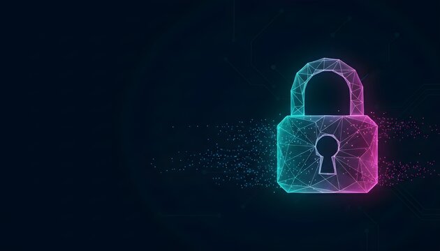 Abstract digital padlock icon symbolizing online security, privacy, and data protection.